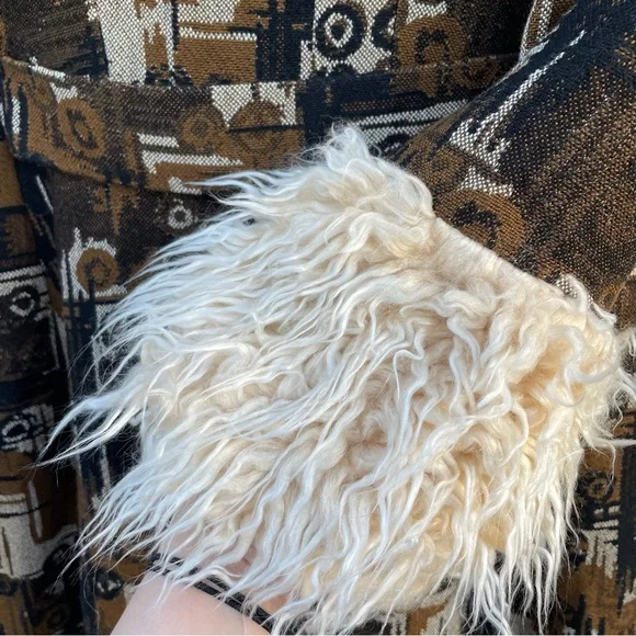 ILGWU Union Made | Rare Vintage 60s 70s Tapestry Penny Lane Duster Fur Coat - Picture 13 of 15